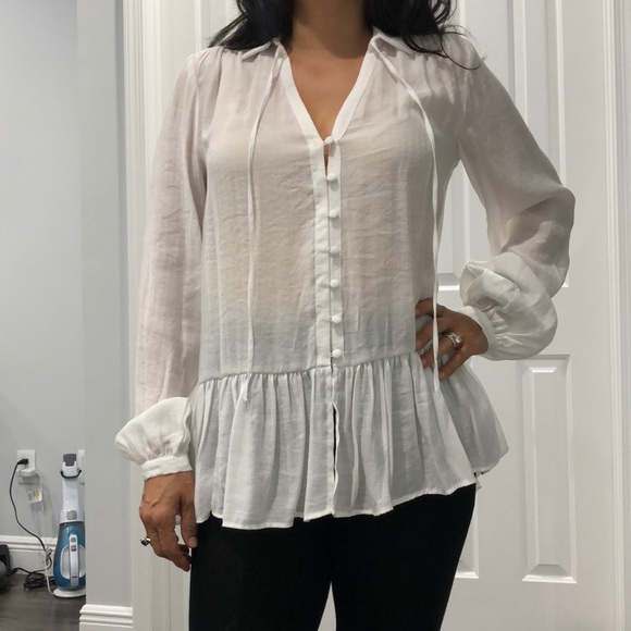 White Linen Blouse - Picture 1 of 6